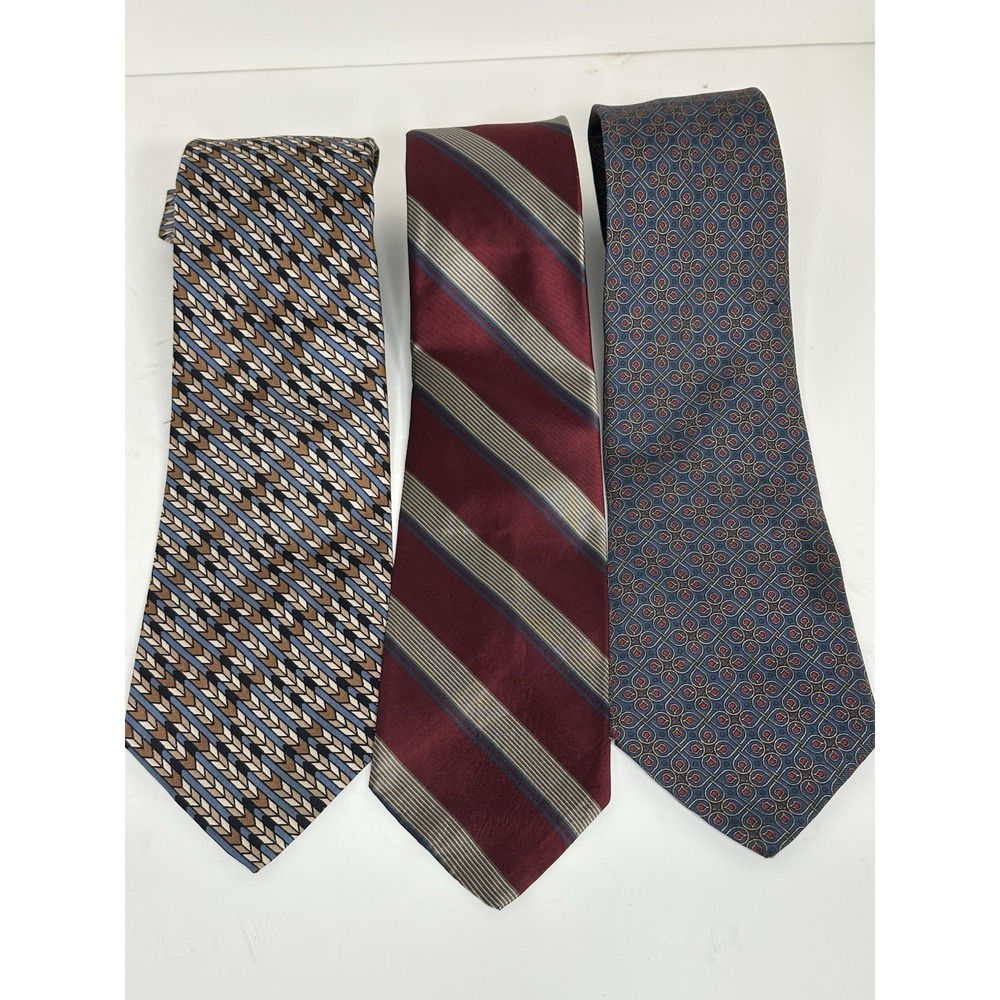 Bill Blass, Men's Vintage Silk Ties, Lot Of 3, Multicolor/multipattern